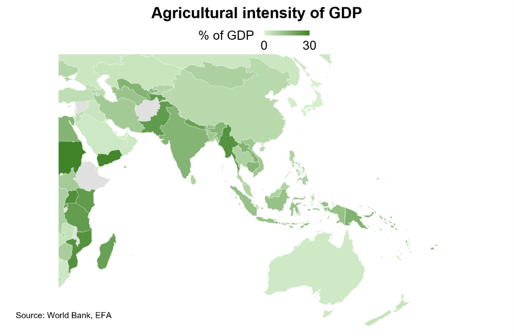 Agricultural intensity of GDP